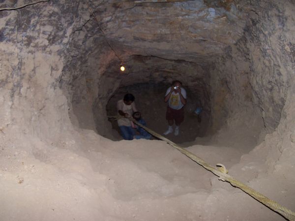 We climbed down 100 meters into this old silver mine